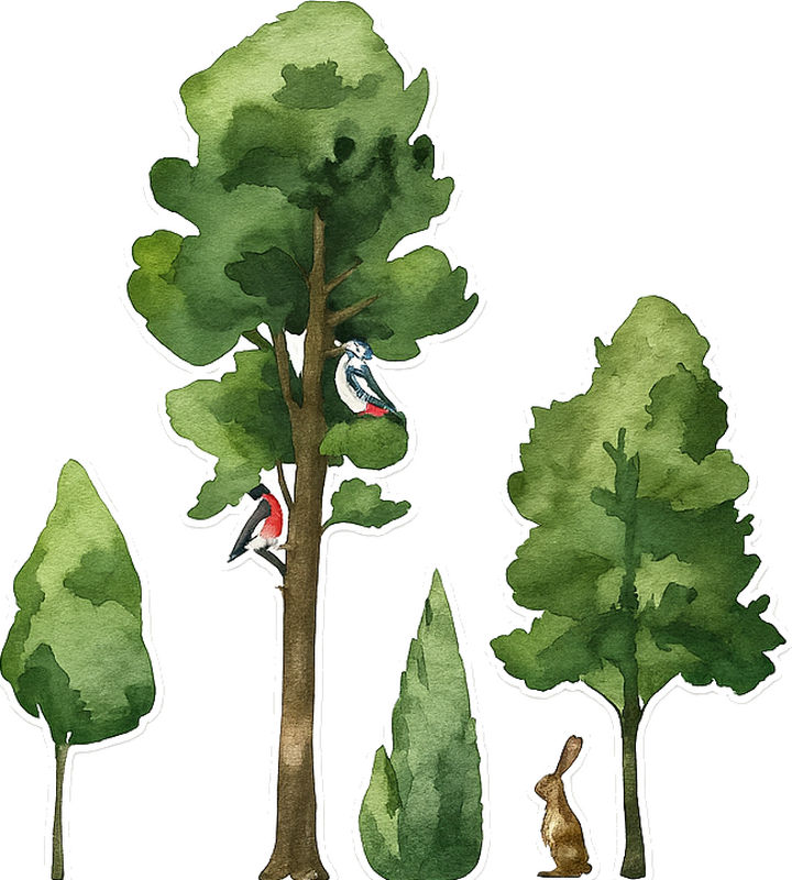 Akvarell fából készült fák falmatrica - TenStickers