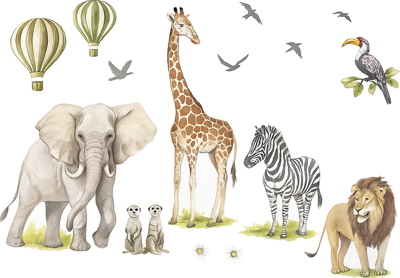 Pastel safari balloons wall sticker - TenStickers