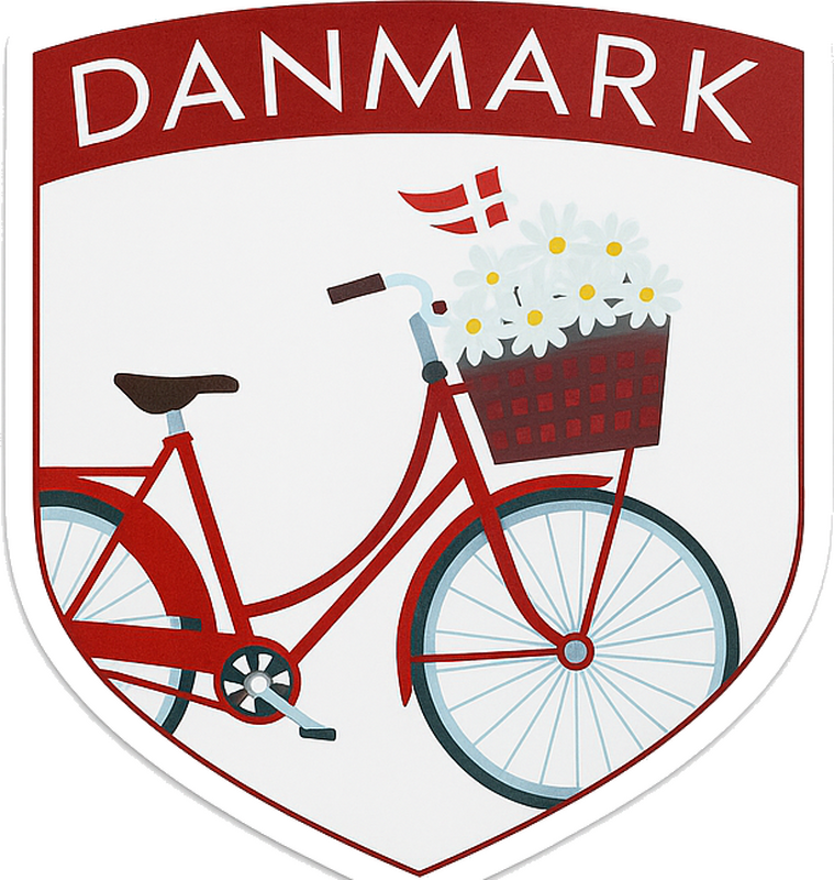 Danmarks emblem med dansk cykel klistermærke til cykel - TenStickers