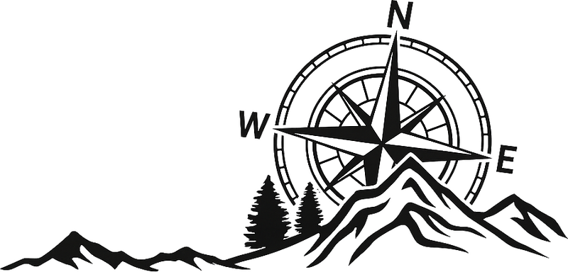 Compass and mountains van sticker - TenStickers
