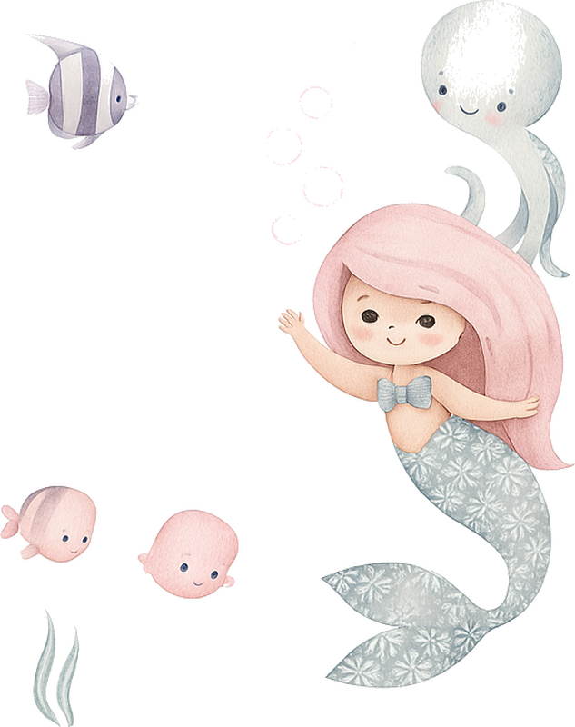 Mermaid set for kids door sticker - TenStickers