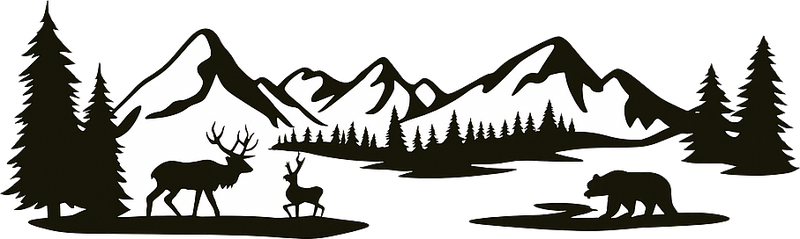 Vinilo para salón paisaje de bosque de montaña - TenVinilo