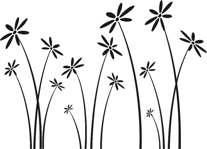 Black Tall flowers living room wall sticker - TenStickers