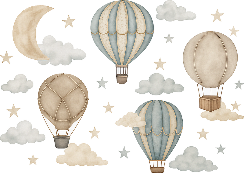 Balony i chmurki wall decal - TenStickers