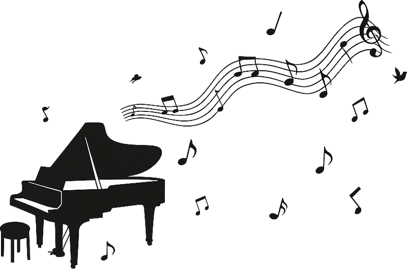 客厅贴纸 钢琴和音符 - TenStickers