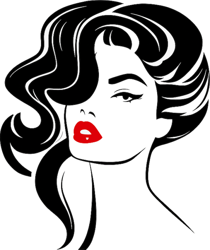 Vinilo pared salón mujer bonita con labios rojos - TenVinilo