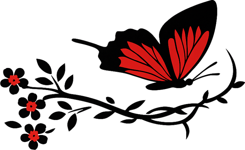 動物 シール 黒と赤のバタフライ効果 - TENSTICKERS