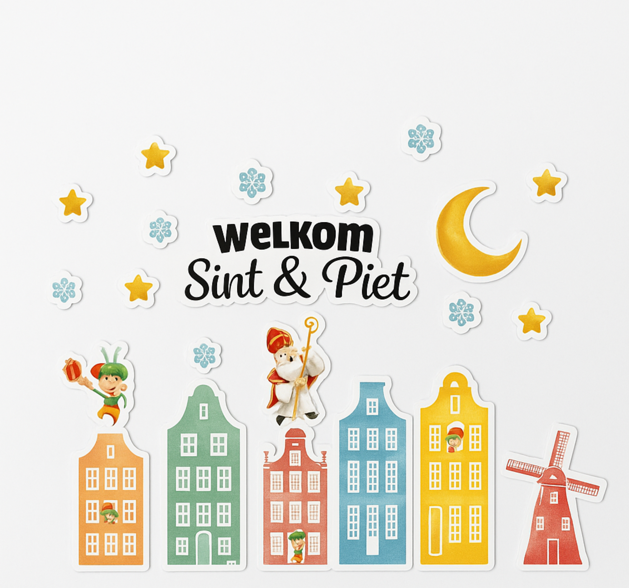Sticker Sinterklaas autocollant coloré welkom sint & piet - TenStickers