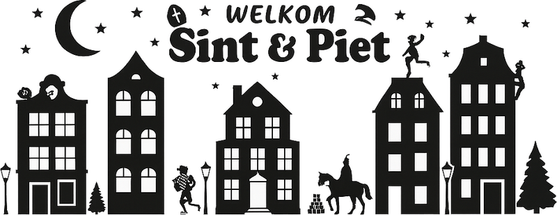 Sint huisjes raamsticker sinterklaas sticker - TenStickers