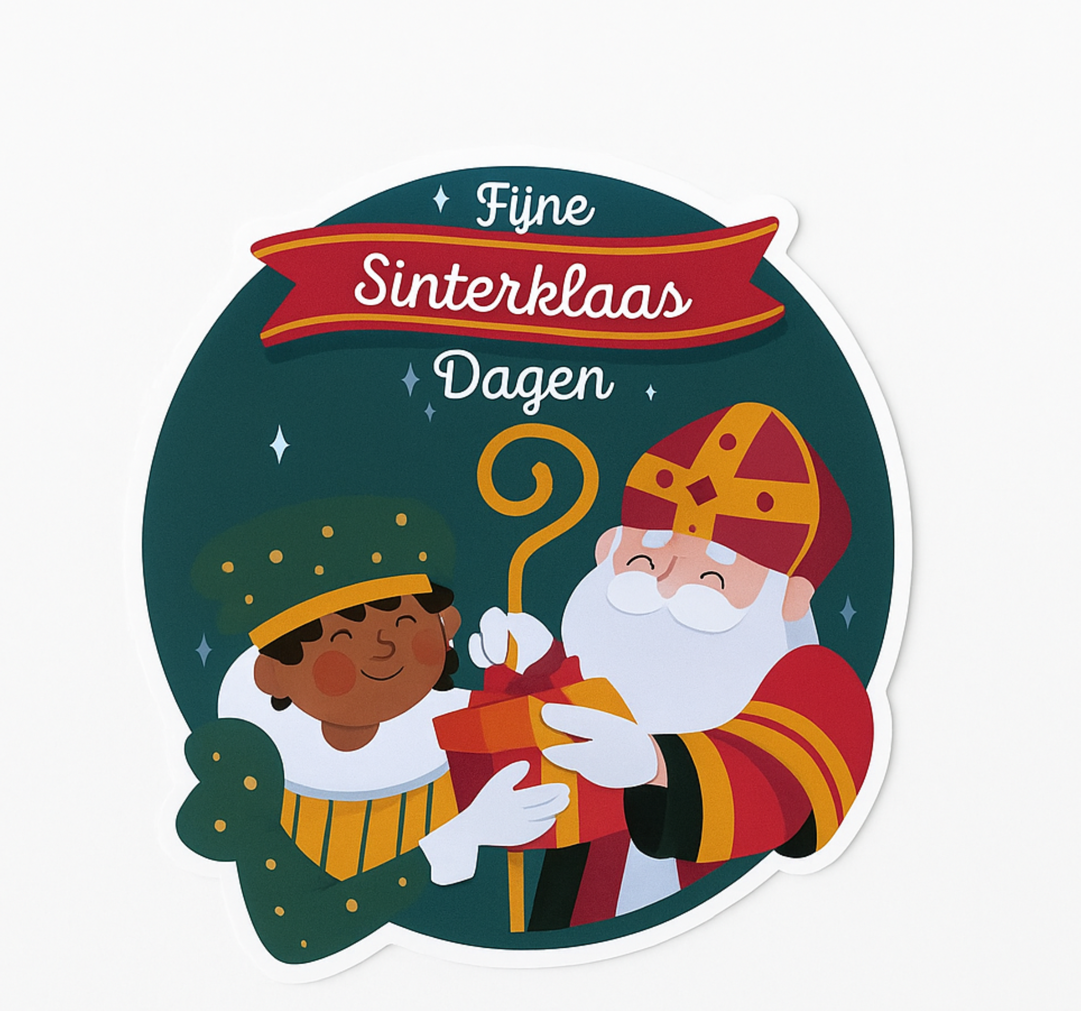 Ronde raamsticker feest sinterklaas sticker - TenStickers