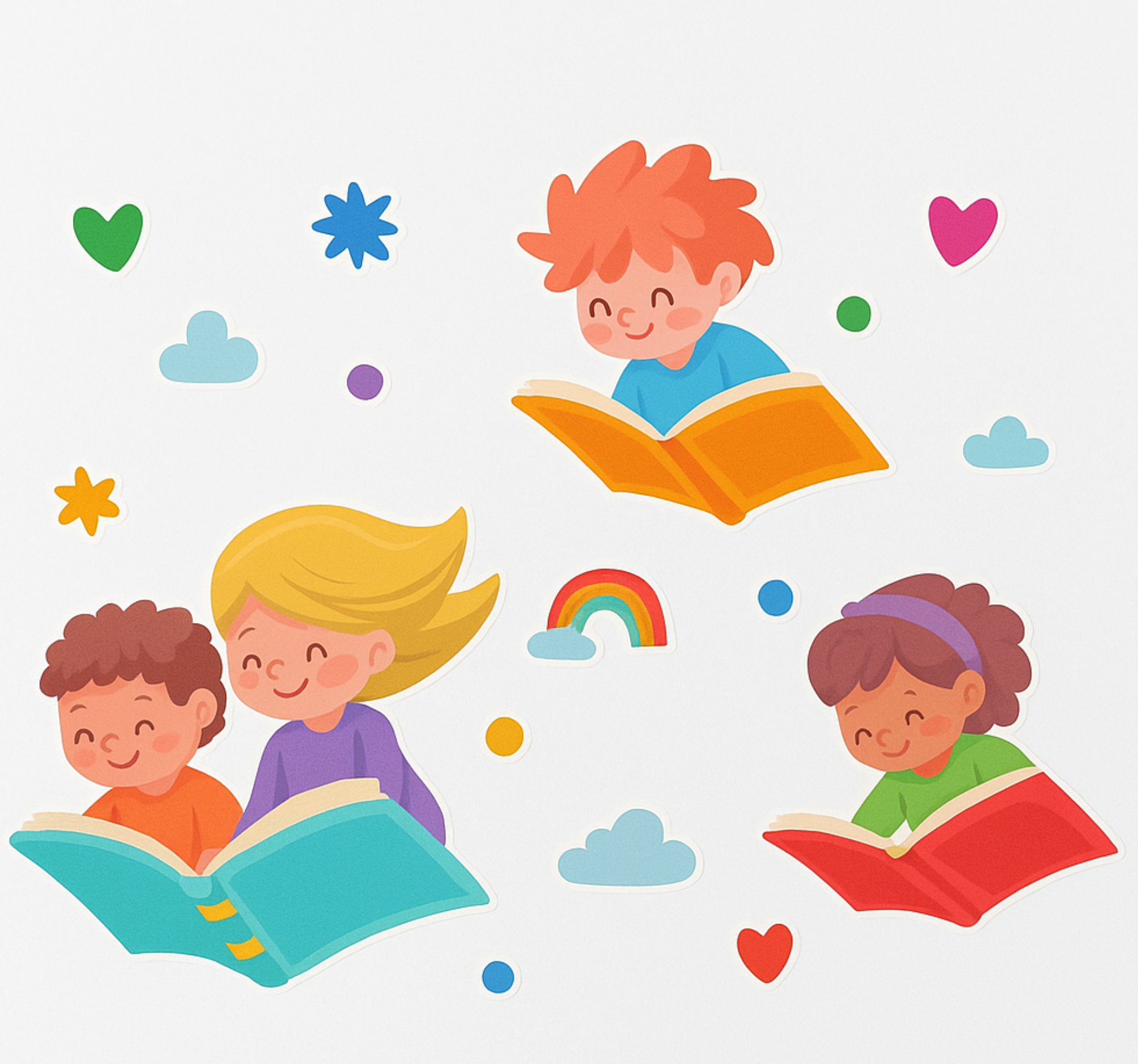 Flying books and kids educational sticker - TenStickers
