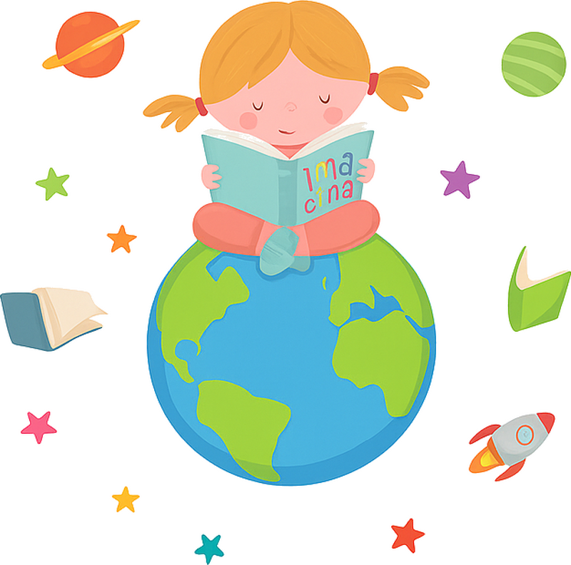 Vinilo educativo mundo del libro y la imaginación - TenVinilo