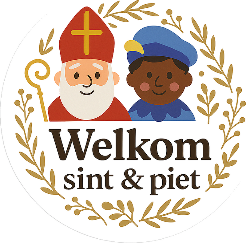 Welkom sint & piet rond etalage sticker - TenStickers