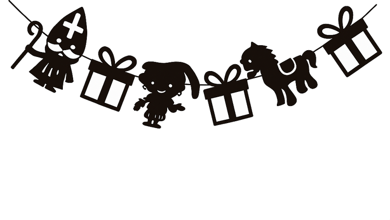 Sticker vitrine vlaggetjes pakjes, piet & sint - TenStickers