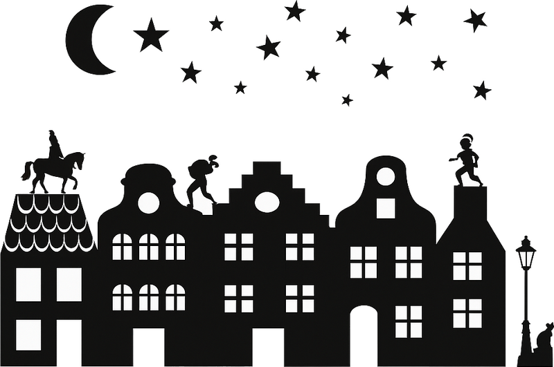 Piet en sint op dak raamsticker - TenStickers