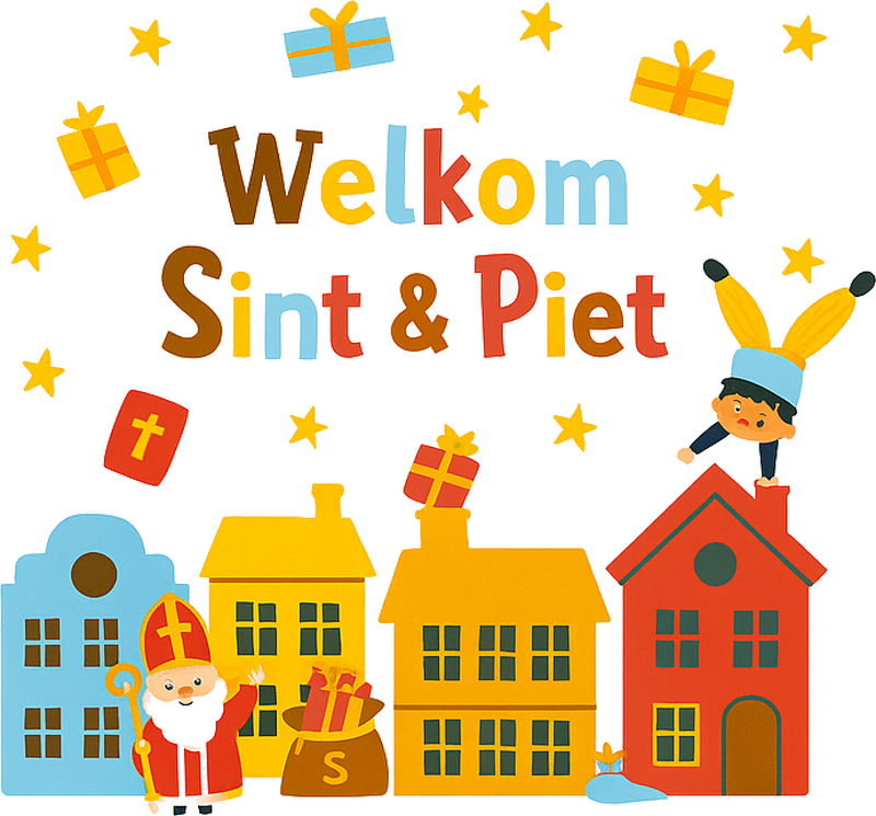 Kleurvoll welkom sint&piet raamsticker - TenStickers