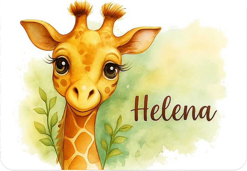 Wandtattoo Kinderzimmer giraffenetikett mit namen - TenStickers