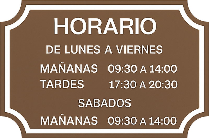 Vinilo escaparate horario de apertura personalizado - TenVinilo