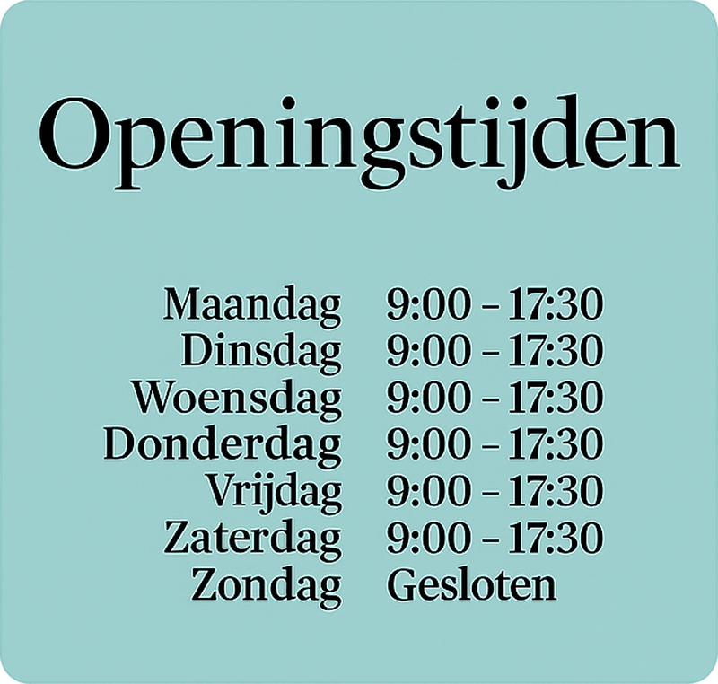 Turquoise openingstijden etalage sticker - TenStickers