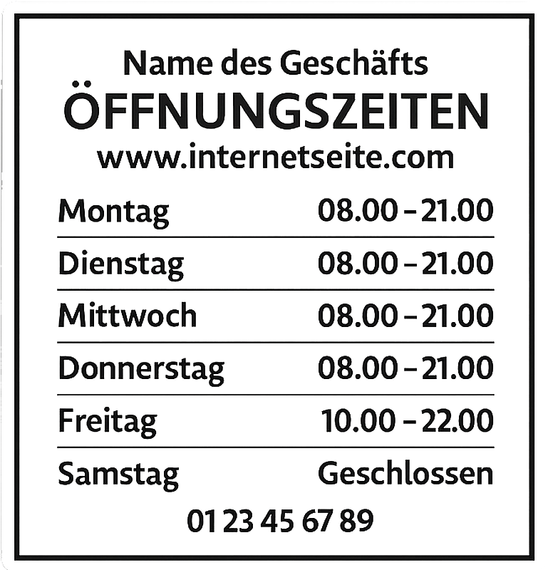 Schaufenster Folie individuelle Öffnungszeiten - TenStickers