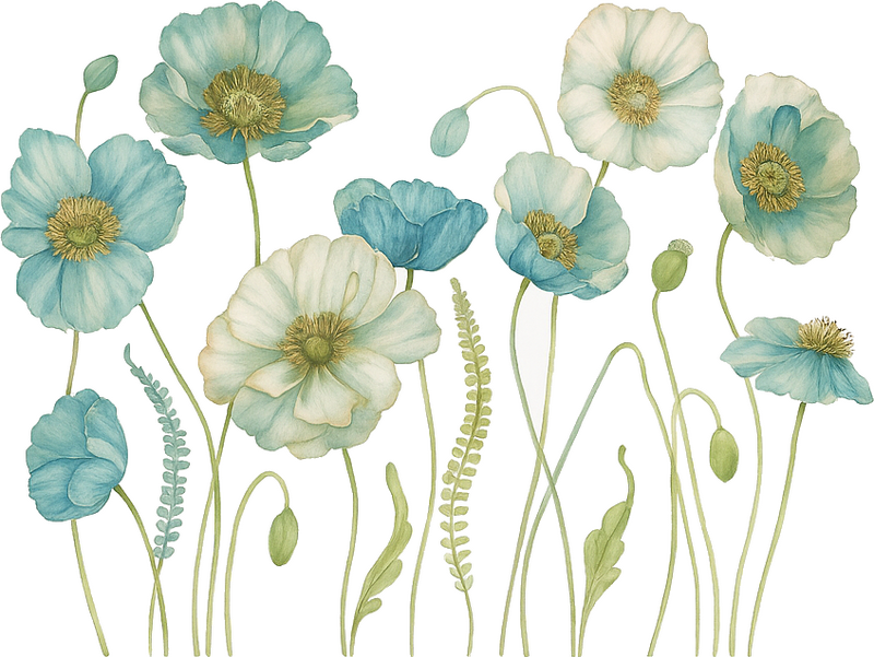 Blauwe klaproosbloem muursticker - TenStickers