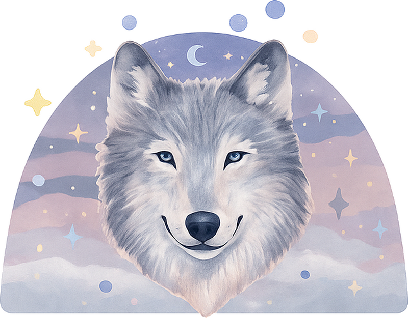 Wolf starry night childrens' wall stickers - TenStickers