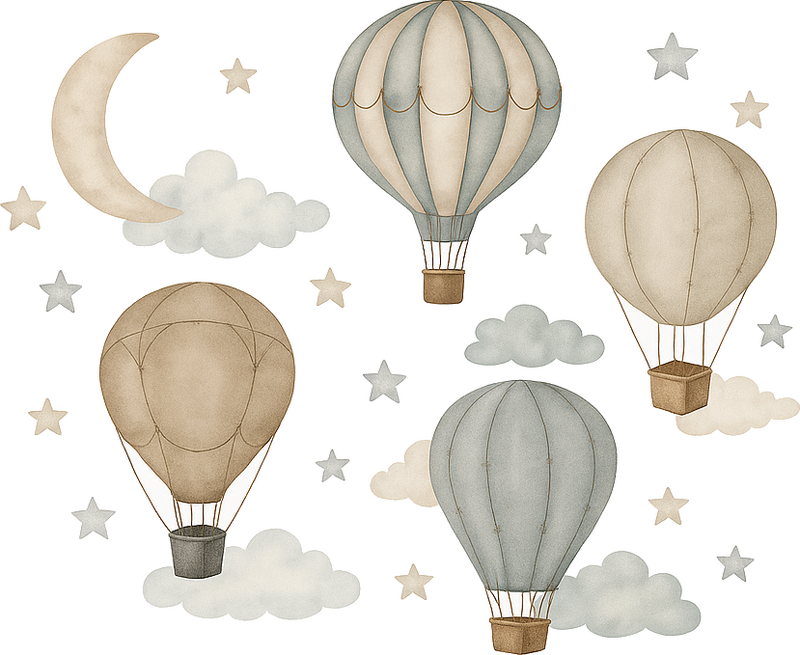 Adesivo murale bambini palloncini stellati beige - TenStickers