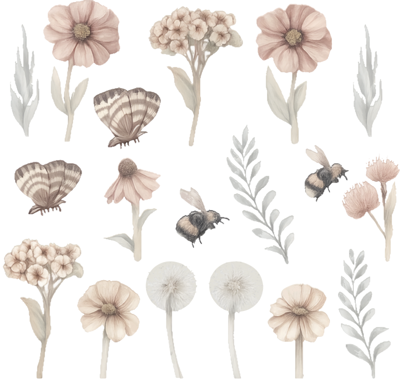 Naklejka na ścianę dla dzieci zestaw polnych kwiatów - TenStickers