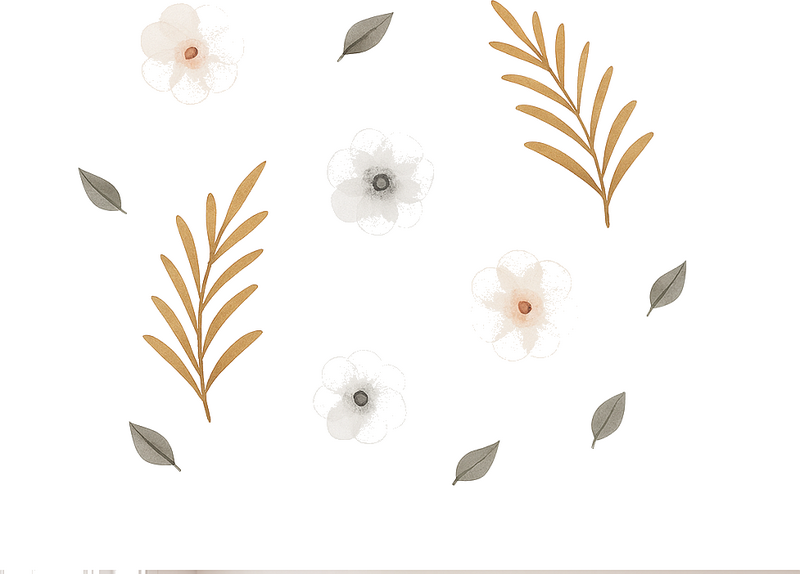 Naklejka na ścianę do salonu kwiaty i liście boho - TenStickers