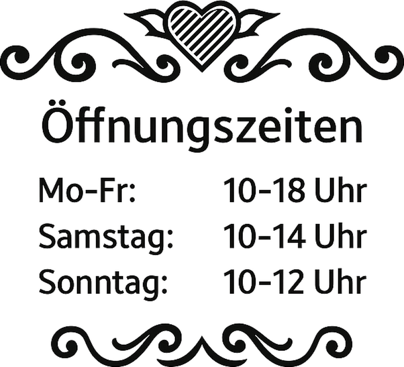 Schaufenster Folie Öffnungszeiten mit herz - TenStickers