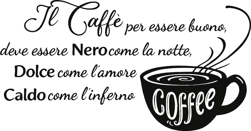 Adesivo chef il caffè deve essere nero come la notte - TenStickers