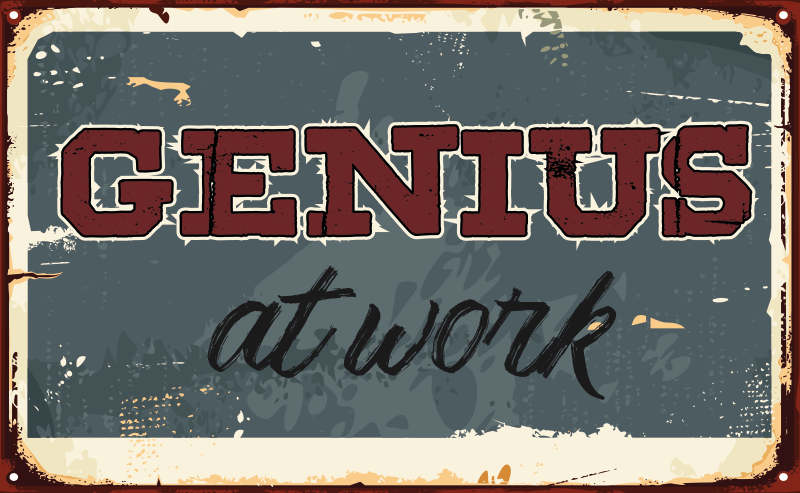 Sticker ordinateur inscription « génie au travail » - TenStickers