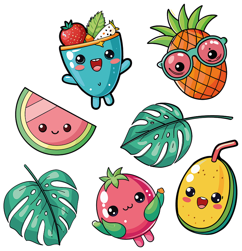 Tropiske frugter og drikkevarer Laptop klistermærke - TenStickers