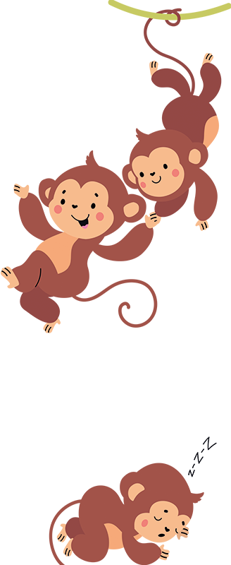 Αυτοκόλλητο πόρτας μαϊμούδες για παιδικό δωμάτιο - TenStickers