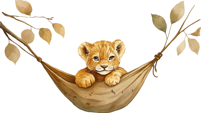 Slaperige baby leeuwenwelp muursticker - TenStickers