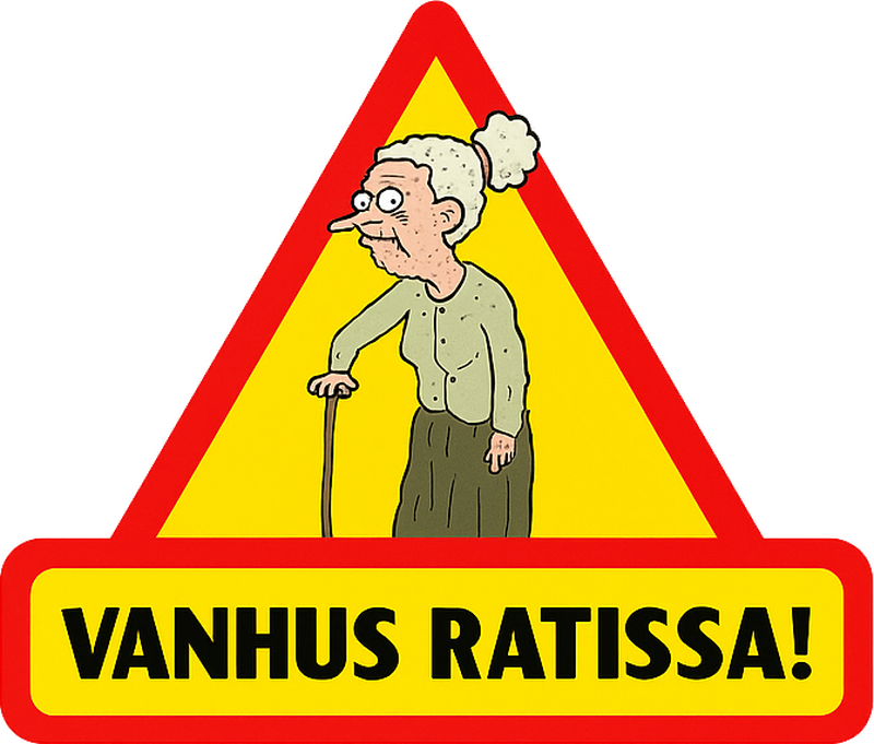Varoitus iäkkäästä kuljettajasta autotarra - Tenstickers