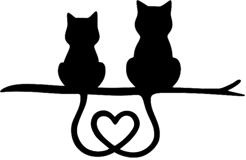 Car sticker cats tail heart - TenStickers
