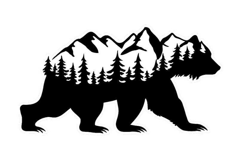 Klistermærke til bil bjørn med bølger i bjergene - TenStickers