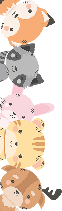 Klistermærke til dør med skovdyr til børneværelse - TenStickers