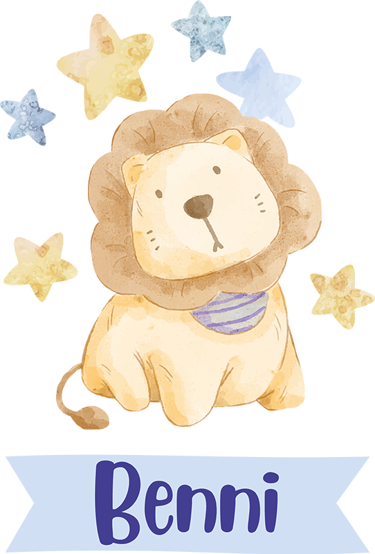 Klistermærke til dør løve til børneværelse - TenStickers