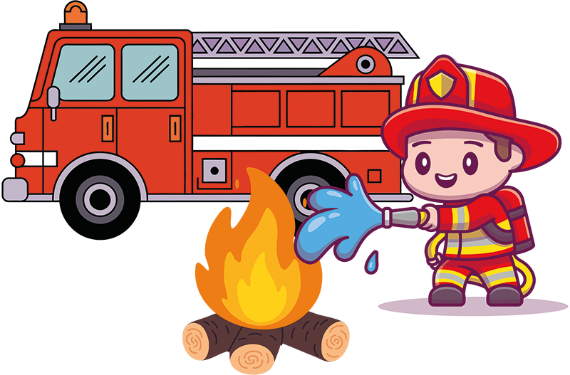 Door sticker firefighter for kids room - TenStickers