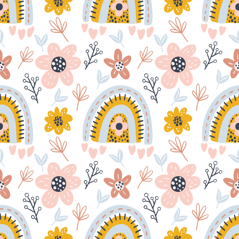 Vinilo para mueble nubes y arcoíris boho - TenVinilo