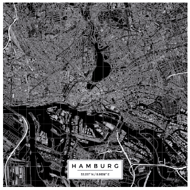 ハンブルク市内地図ウォールステッカー - TENSTICKERS
