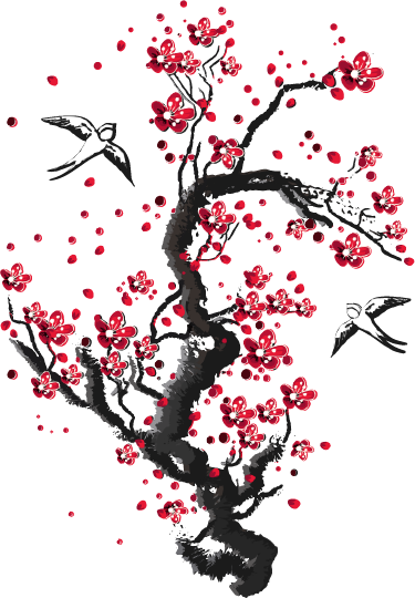 Sticker Fleur de cerisier branche de fond abstrait 
