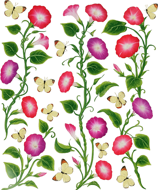 Raamsticker roze bloemen met vlinders - TenStickers