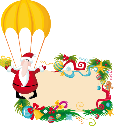 Sticker vitrine Noël  Père Noël en parachute - TenStickers