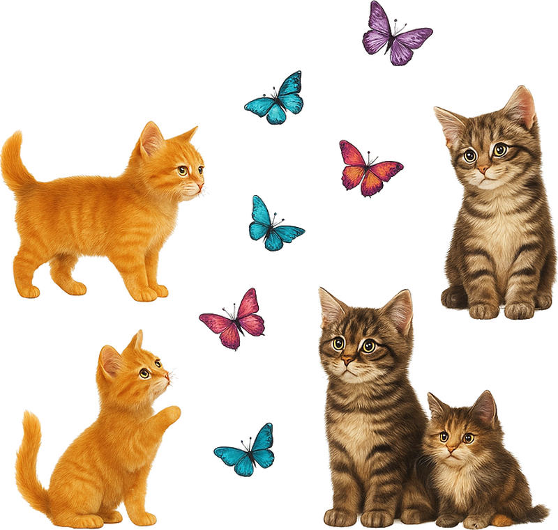 Raamsticker kitten en vlinder - TenStickers