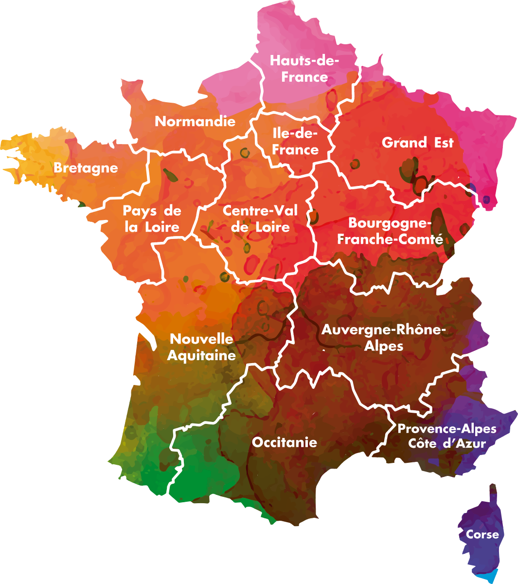 Carte nouvelles régions France - TenStickers