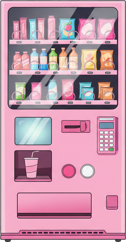 Fridge sticker pink vending machine - TenStickers