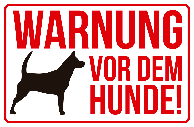 Vorsicht bissiger Hund rot ☆ Aufkleber Warnung vor dem Hunde 196 x 65 